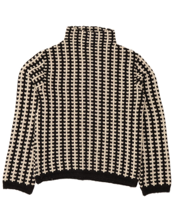 Vintage mujer tortuga cuello jersey suéter UE 38/40 medio negro rayas