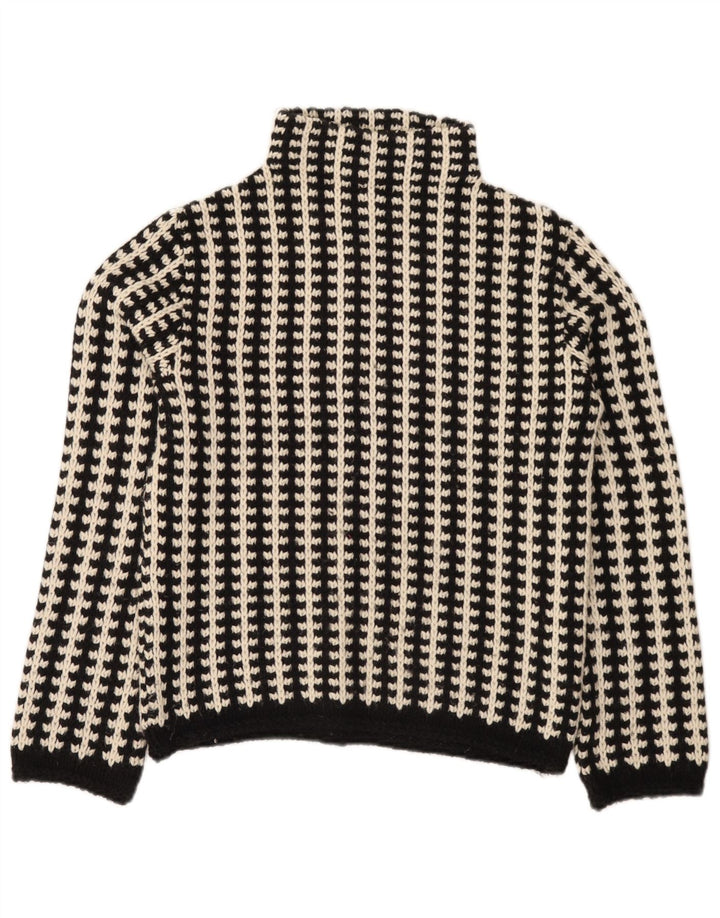 Vintage mujer tortuga cuello jersey suéter UE 38/40 medio negro rayas