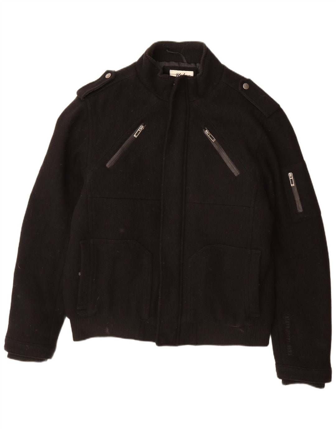 ANGELO LITRICO Chaqueta bomber militar para hombre UK 42 XL Lana negra