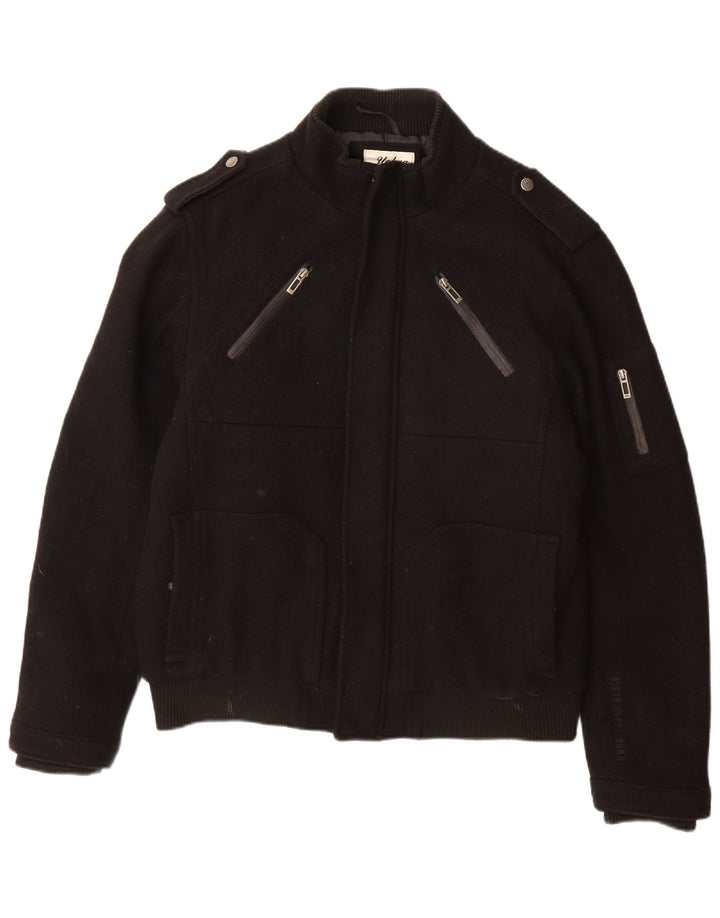 ANGELO LITRICO Chaqueta bomber militar para hombre UK 42 XL Lana negra