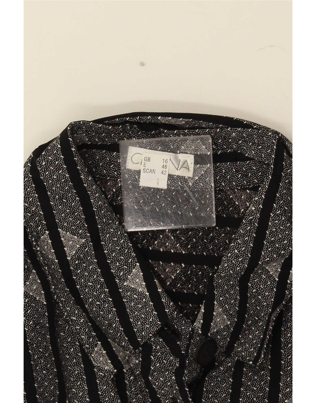Vintage mujer camisa Reino Unido 16 grande negro rayas