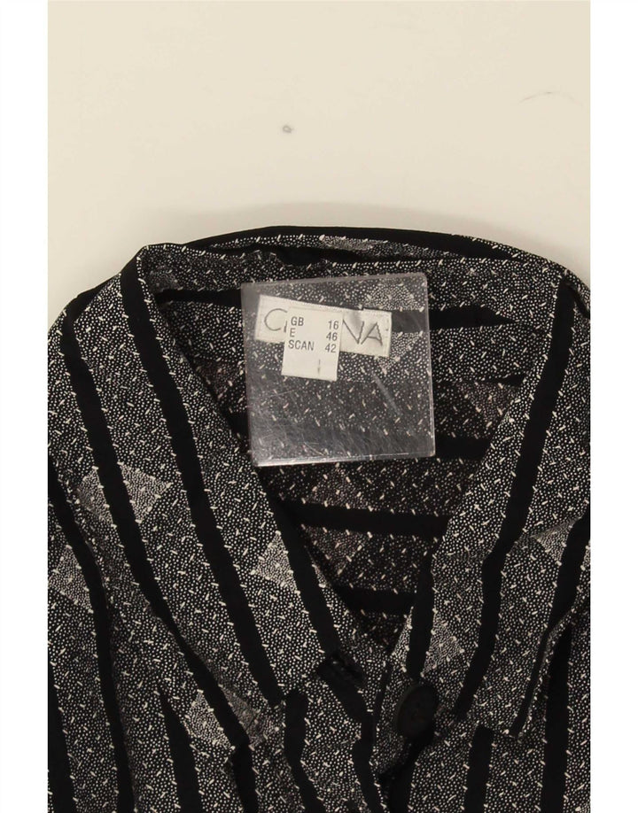 Vintage mujer camisa Reino Unido 16 grande negro rayas