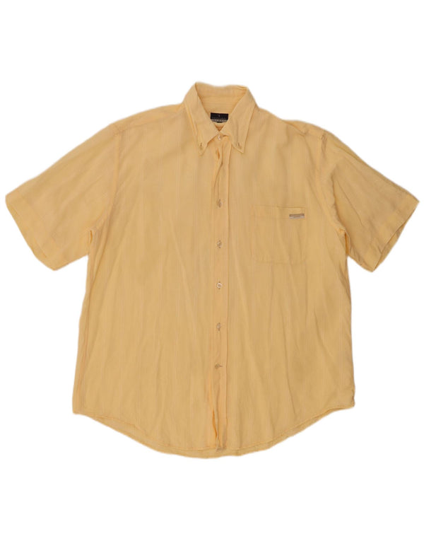 Trussardi Camisa Manga Corta Hombre XL Algodón Rayas Amarillo