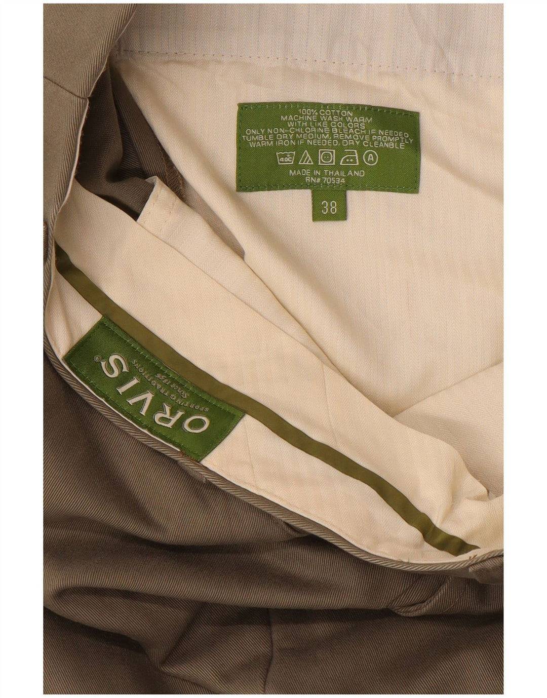 ORVIS Pantalón chino recto para hombre W38 L30 Algodón caqui