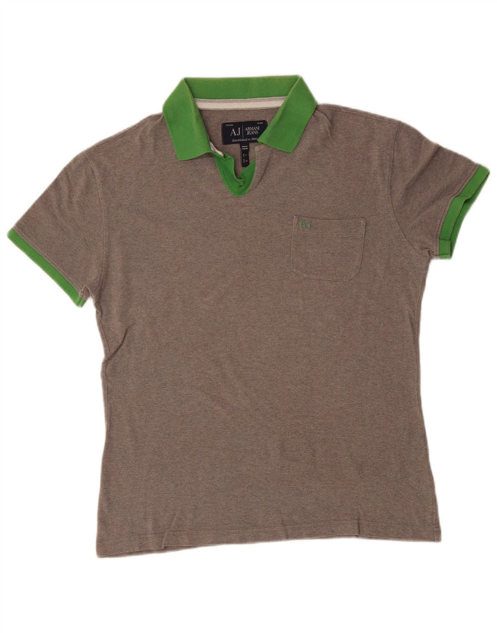 Armani Jeans Polo Hombre Grande Gris Algodón