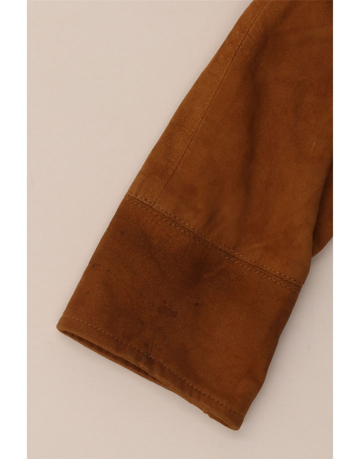 Vintage mujer ante chaqueta Reino Unido 14 cuero marrón grande