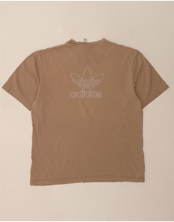 Adidas Hombre Camiseta Gráfica Top Algodón Beige Medio