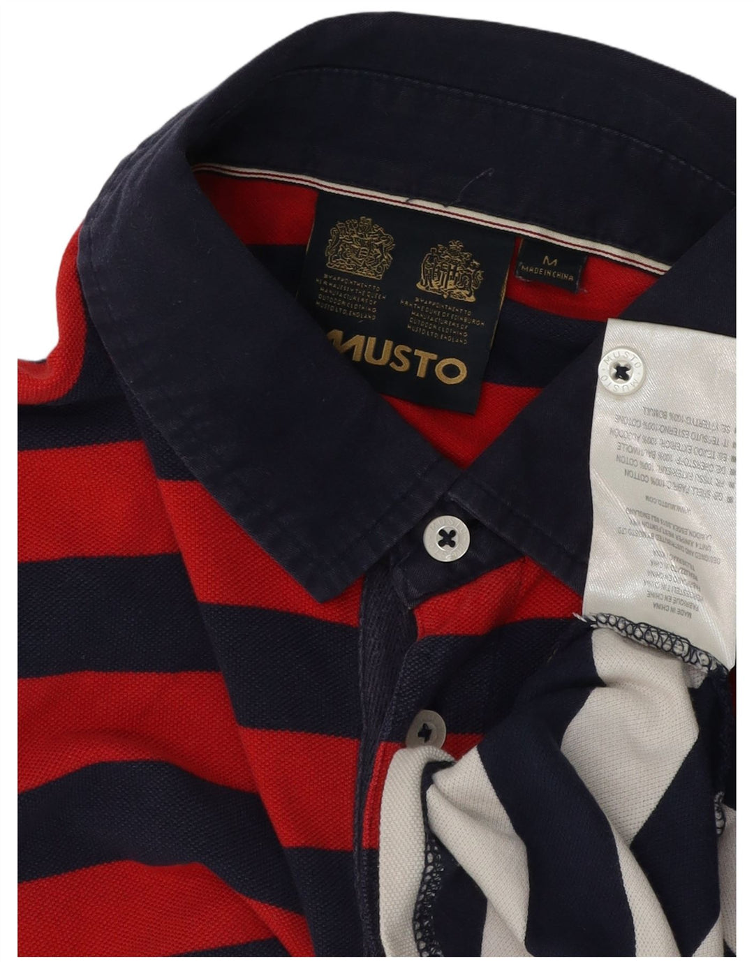MUSTO Polo Hombre Algodón Rayas Azul Marino Mediano