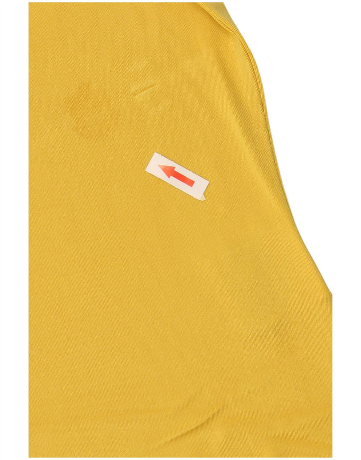 VINTAGE Camiseta de Mujer Top UK 16 Seda Amarilla Grande