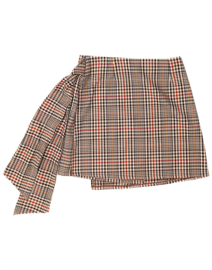 HAVEONE Falda cruzada para mujer mediana W28 poliéster a cuadros multicolor