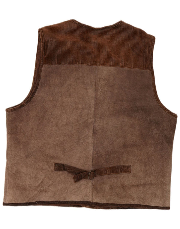 Marcel Battiston Chaleco de cuero para hombre XL Marrón Clásico