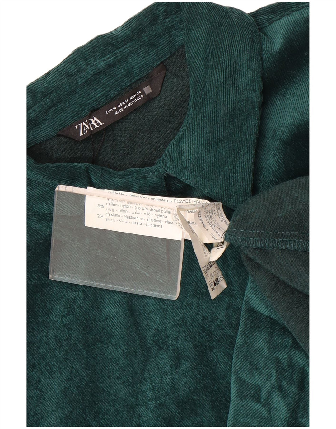 Zara Mujer Camisa De Pana Extragrande UK 44 Poliéster Verde Medio