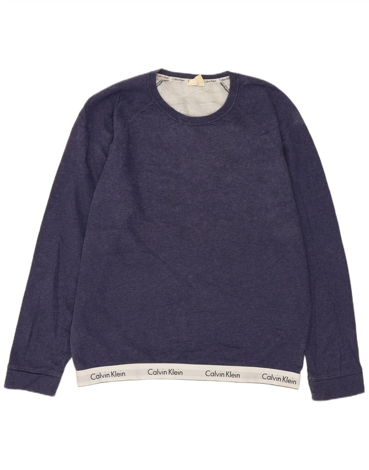 CALVIN KLEIN Sudadera gráfica para hombre tipo jersey con bloques de color azul marino mediano