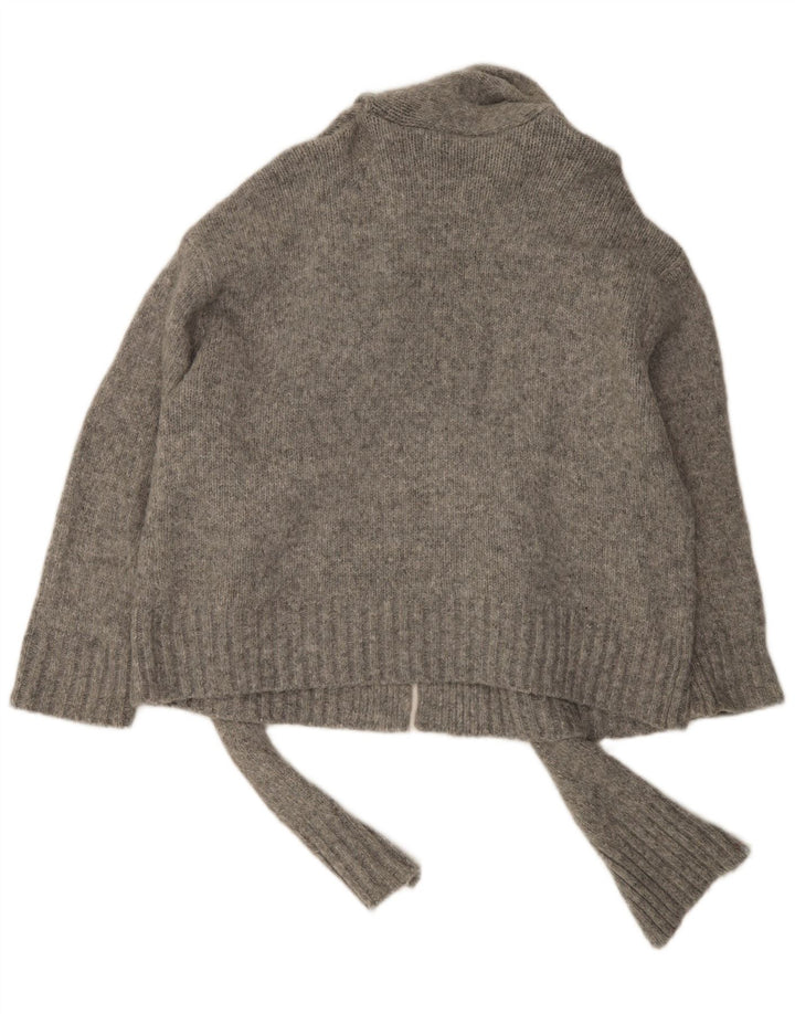 Zara - Cárdigan extragrande con lazo frontal para mujer, talla 46, nailon gris grande