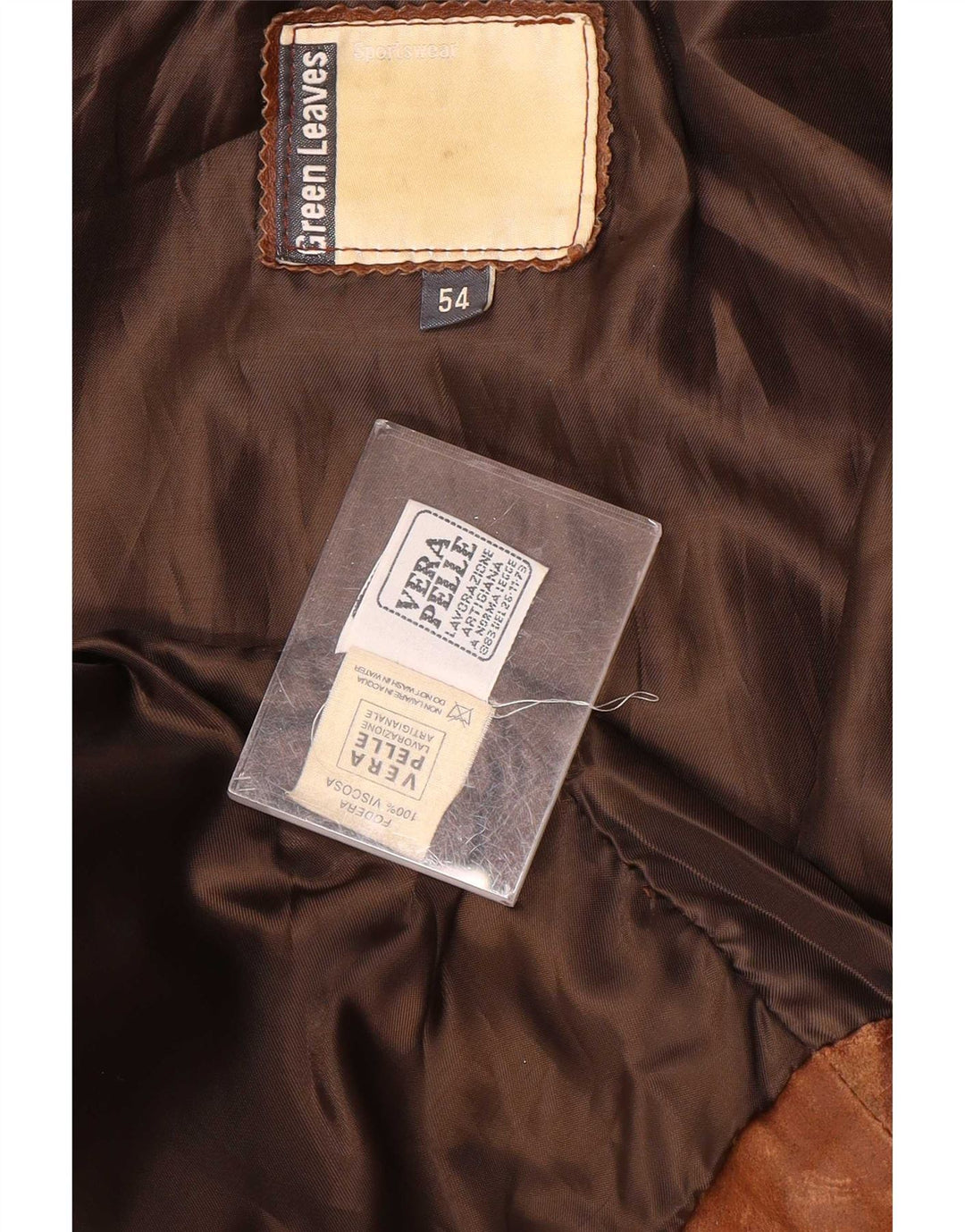 Chaleco de cuero para hombre Green Leaves IT 54 2XL Marrón