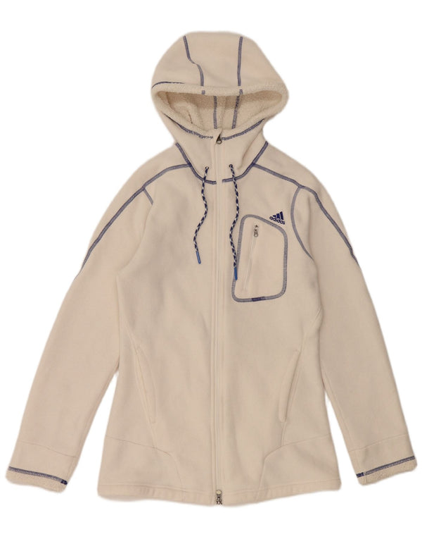 Adidas Chaqueta polar con capucha para mujer UK 10 Small Off White Poliéster