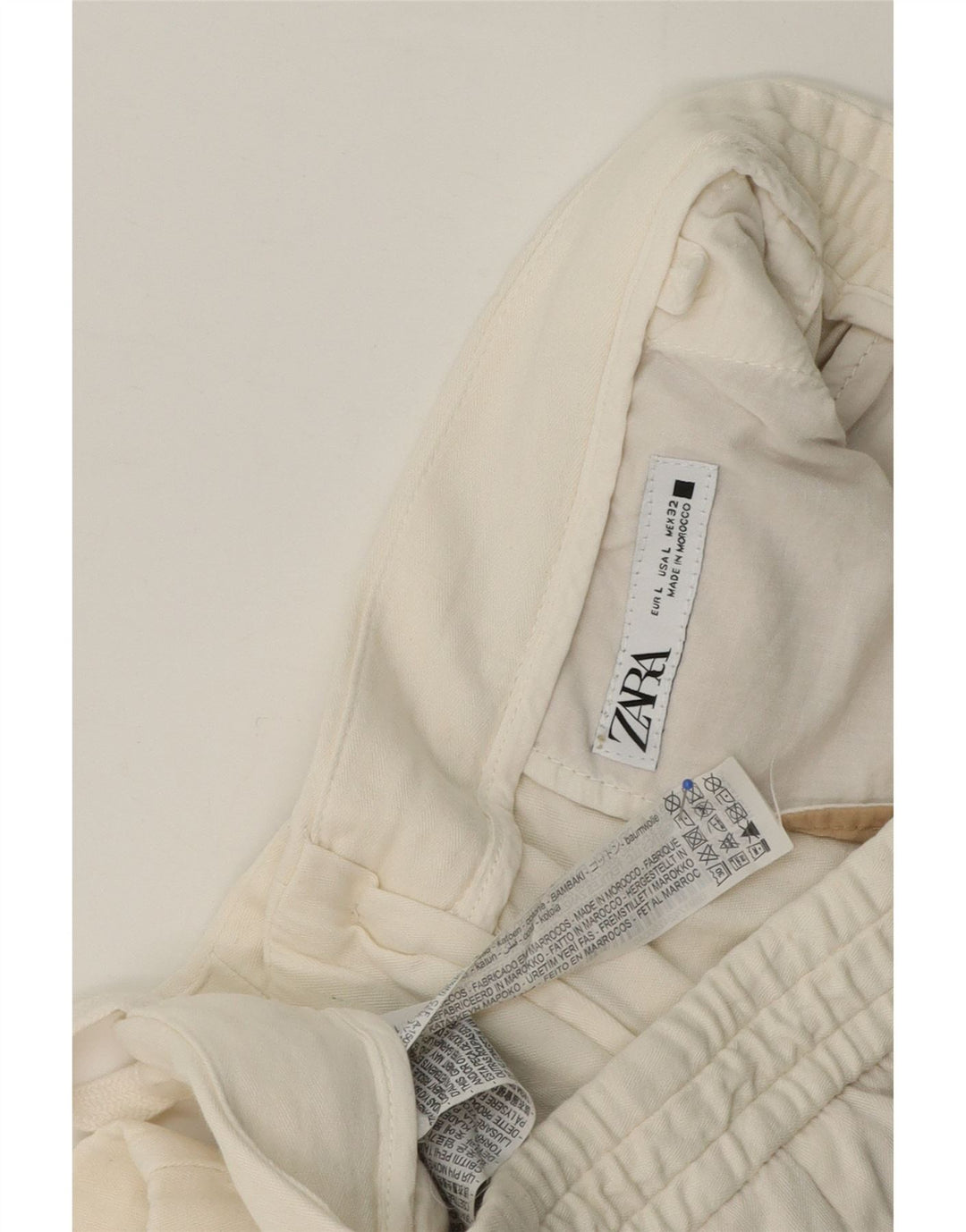 Zara Hombre Pantalones Cortos Chinos Grande W32 Algodón Blanco