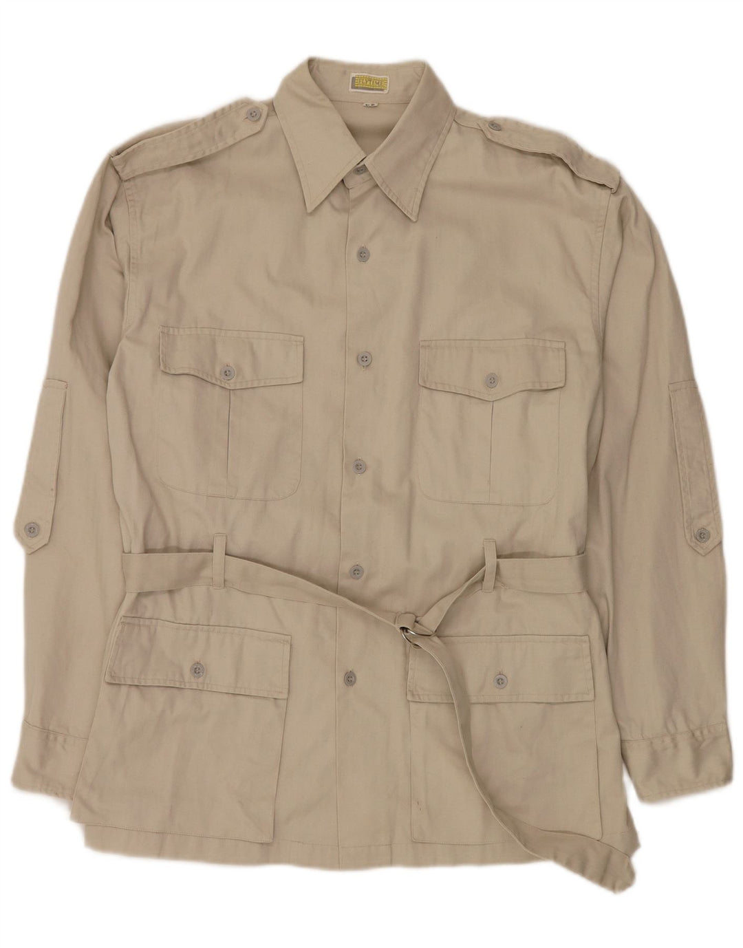 FLY TIME Camisa militar para hombre IT 52 Large Beige Algodón