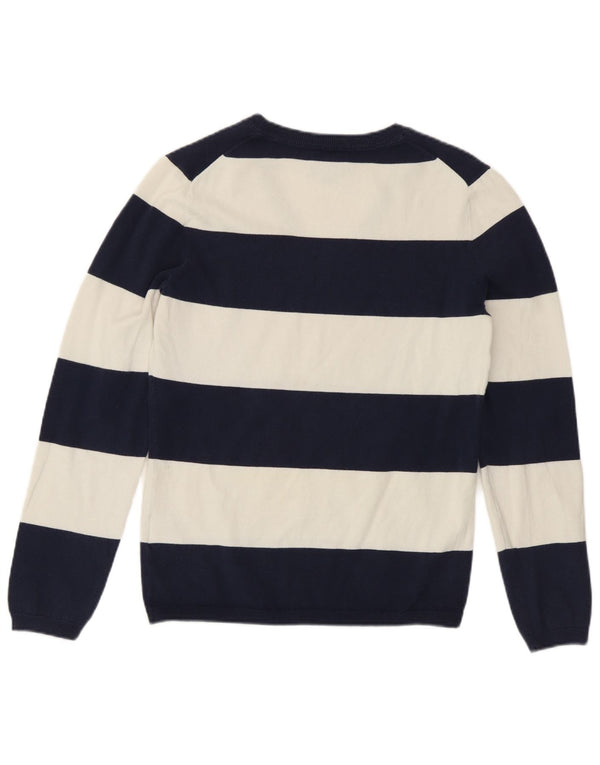 Tommy Hilfiger Suéter con cuello en V para mujer UK 12 Medium Azul marino a rayas