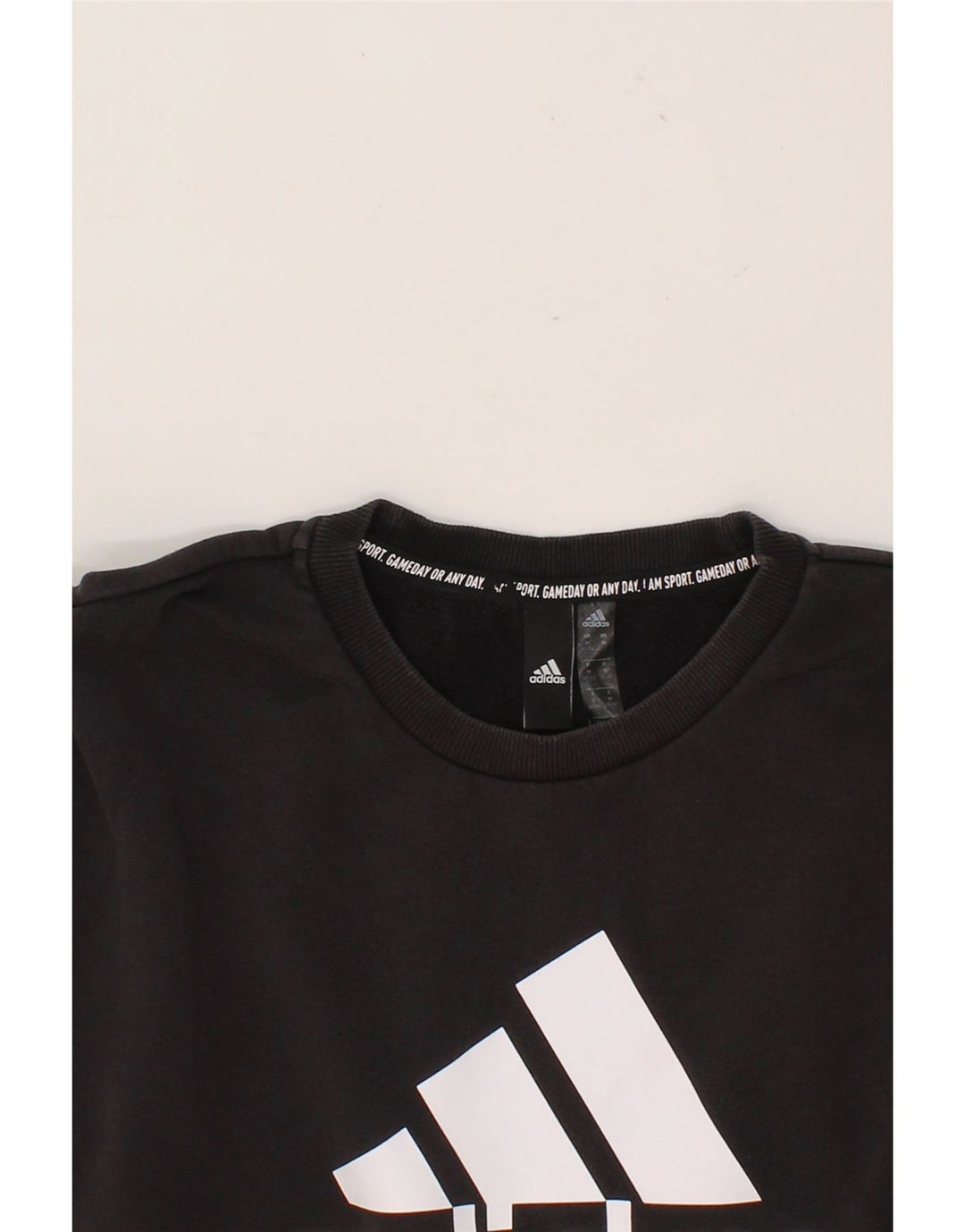 ADIDAS Womens Oversized Graphic Sweatshirt Jumper UK 12/14 Medium Black Vintage Adidas and Second-Hand Adidas from Messina Hembry 