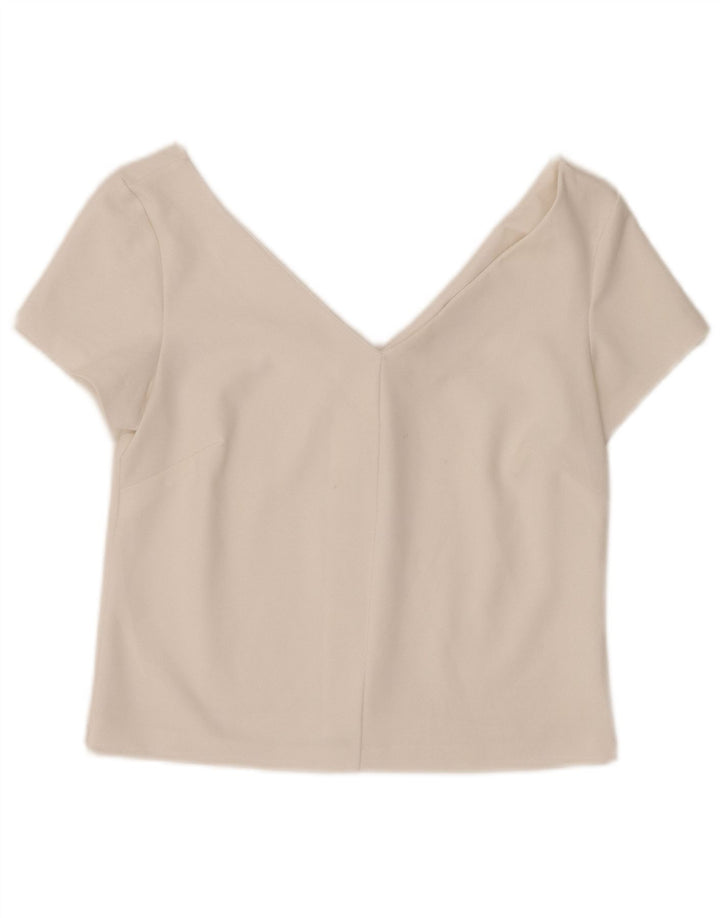Zara Mujer Crop Top UK 42 Mediano Blanco