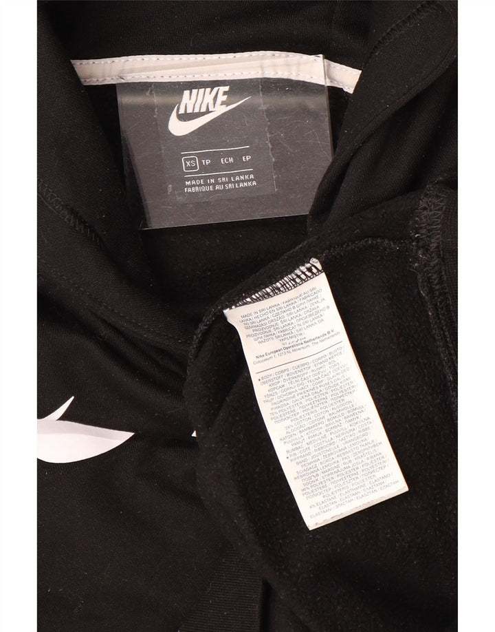 NIKE Sudadera con capucha para mujer de gran tamaño con gráfico recortado UK 6 XS Poliéster negro