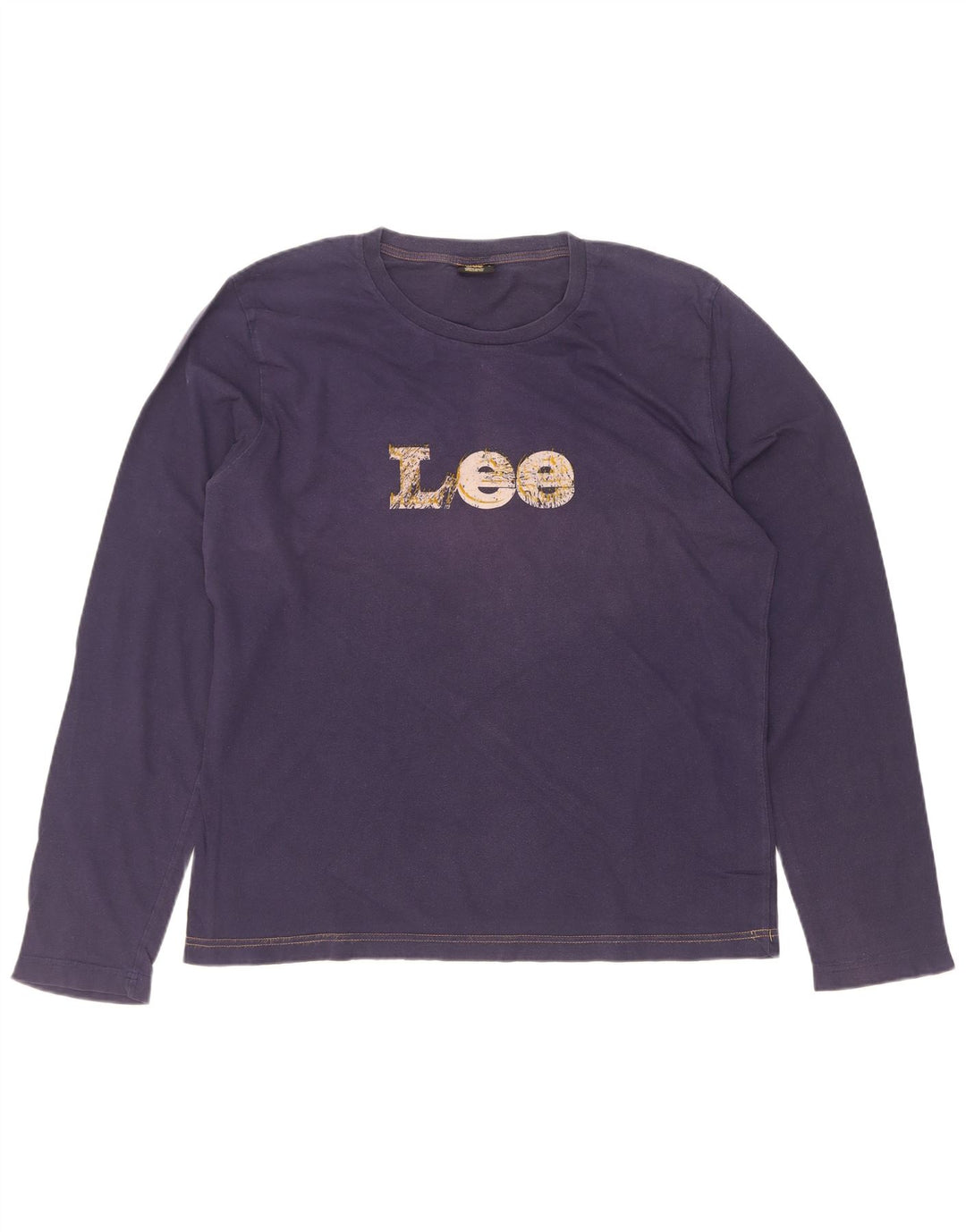 Lee Mens Graphic Top Manga Larga Grande Azul Marino Algodón
