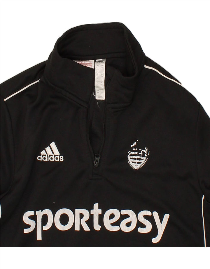 ADIDAS Boys Aeroready Zip Neck Pullover Tracksuit Top 11-12 Years Black Vintage Adidas and Second-Hand Adidas from Messina Hembry 