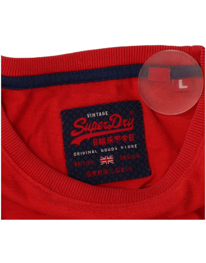 SUPERDRY Camiseta gráfica para hombre Top grande de algodón rojo