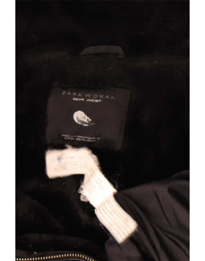 Chaqueta acolchada Zara Mujer ES 40 2XL Negro Poliéster