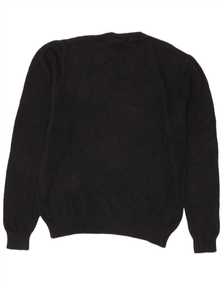 Chaps - Jersey de cuello redondo para hombre, talla grande, algodón negro