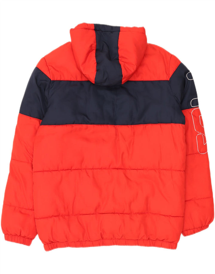 FILA Chaqueta acolchada con capucha y gráfico para hombre UK 38 Medium Red Colourblock