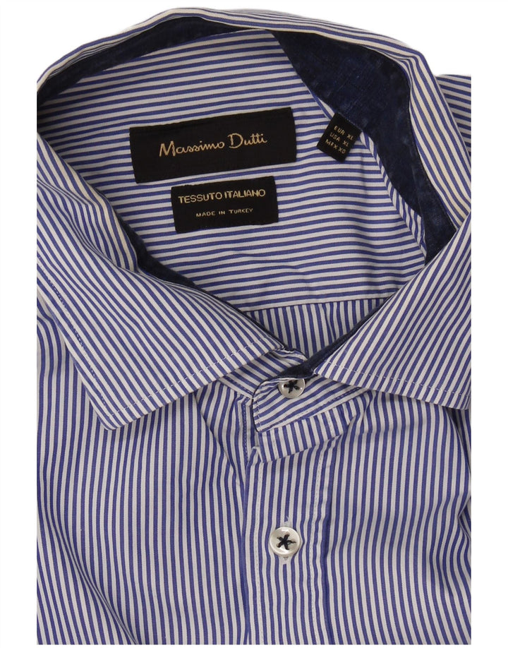 MASSIMO DUTTI Camisa Hombre XL Raya diplomática Azul