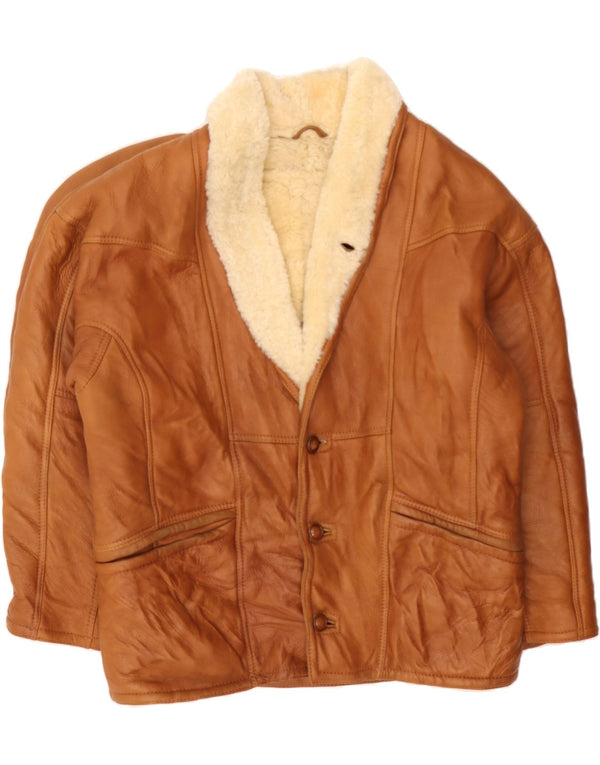 VINTAGE Chaqueta de piel de oveja para hombre IT 52 XL Marrón