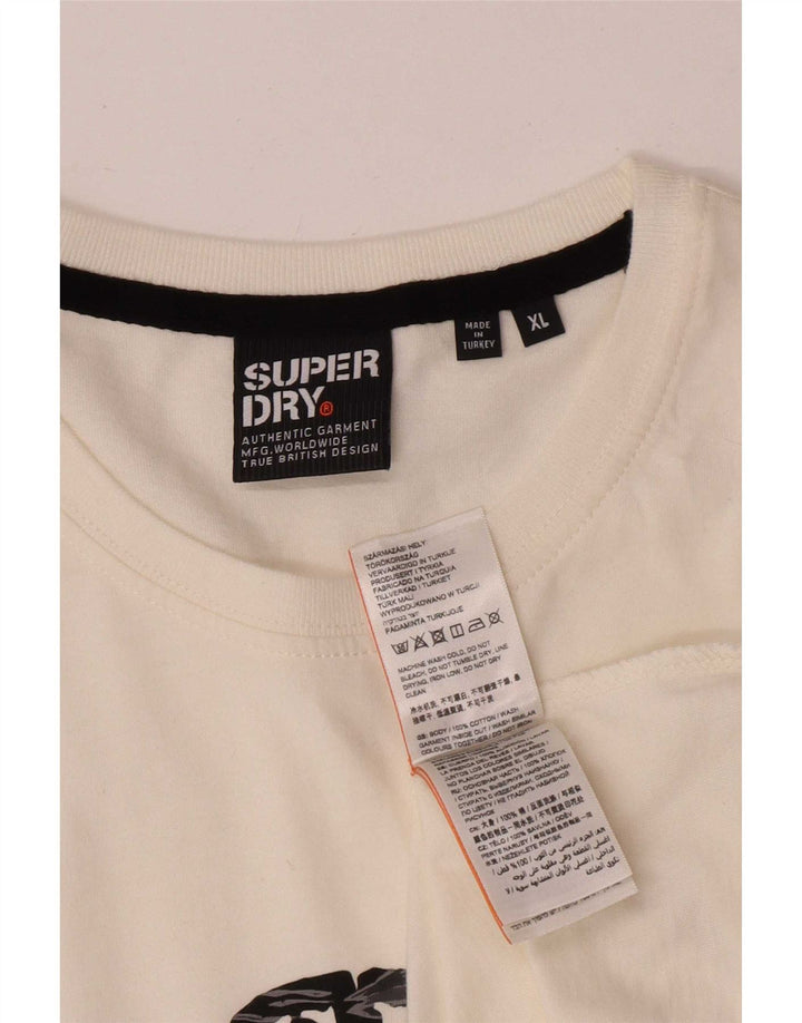 Superdry Hombre Camiseta Gráfica Top XL Algodón Blanco
