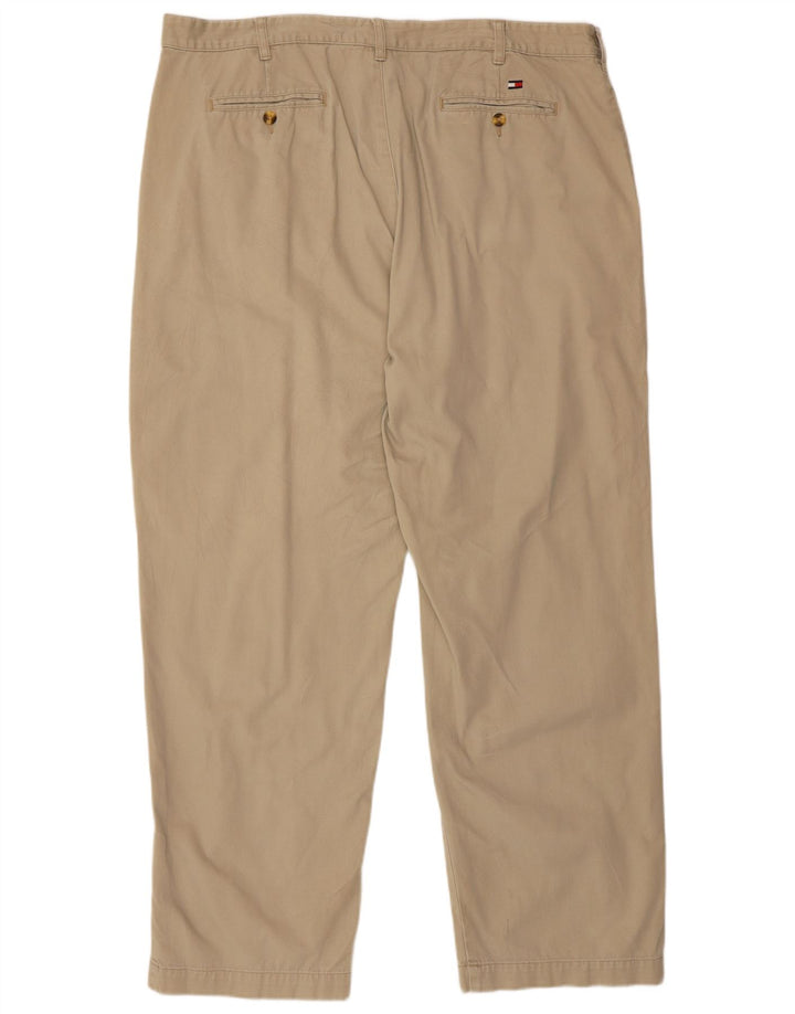 Tommy Hilfiger Pantalones chinos rectos para hombre W42 L32 Algodón beige