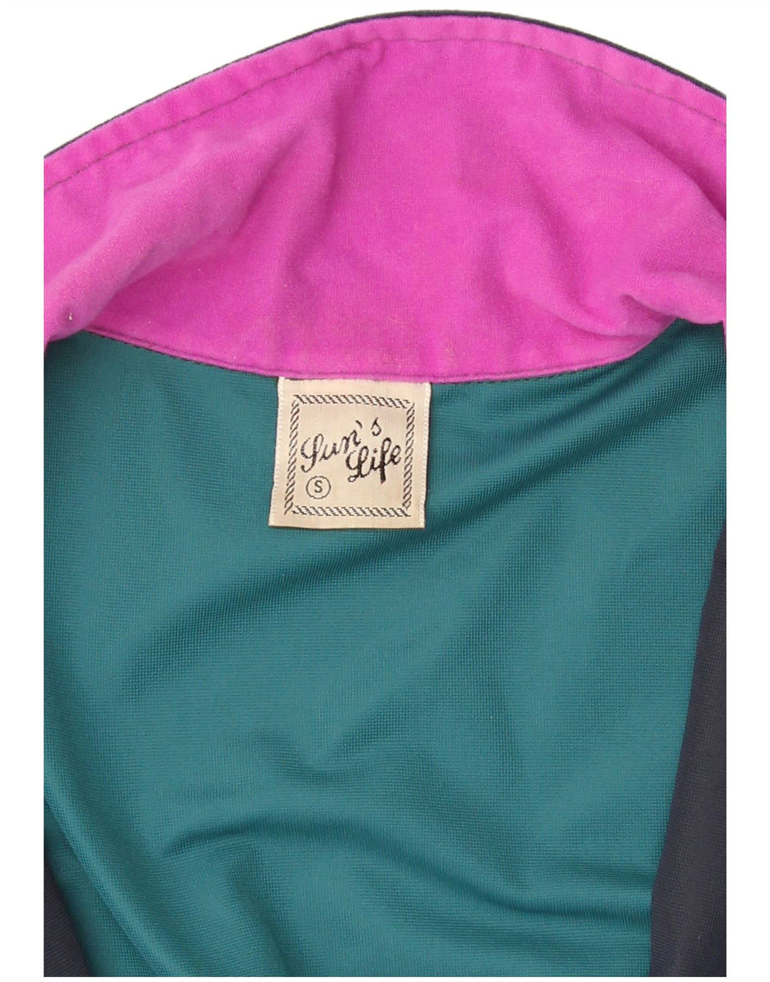 Vintage hombres Velour Chándal Top Chaqueta Pequeño Multicolor Colorblock