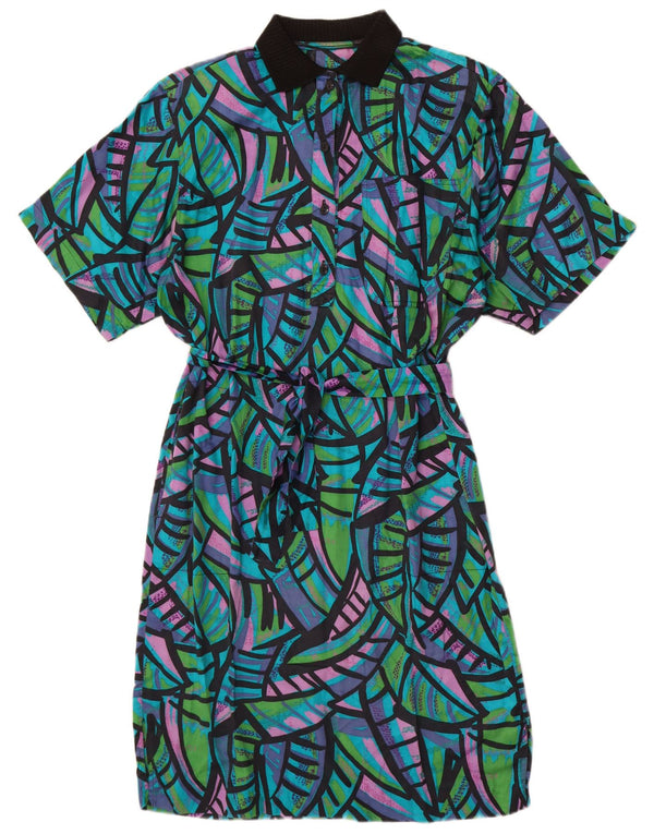 Vintage mujer A-Line vestido Reino Unido 14 gran bloque de color multicolor