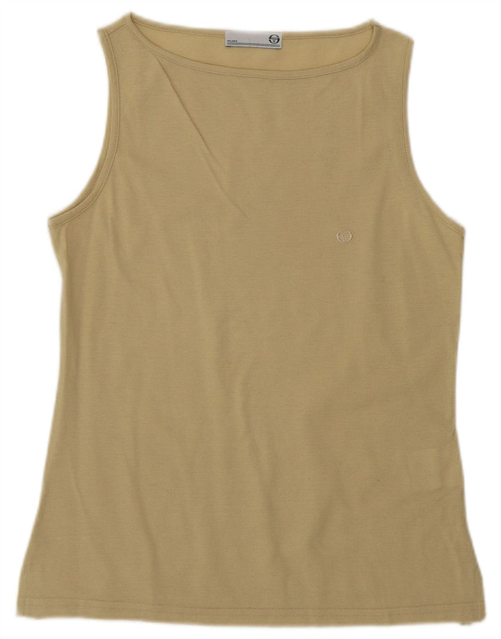Sergio Tacchini Mujer Milano Chaleco Top Reino Unido 12 Algodón Beige Medio