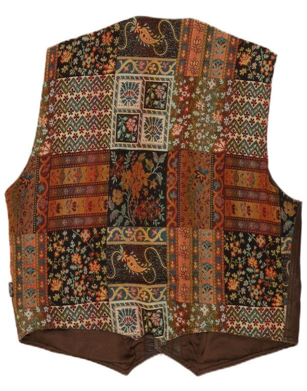 Chaleco vintage para hombre grande marrón geométrico