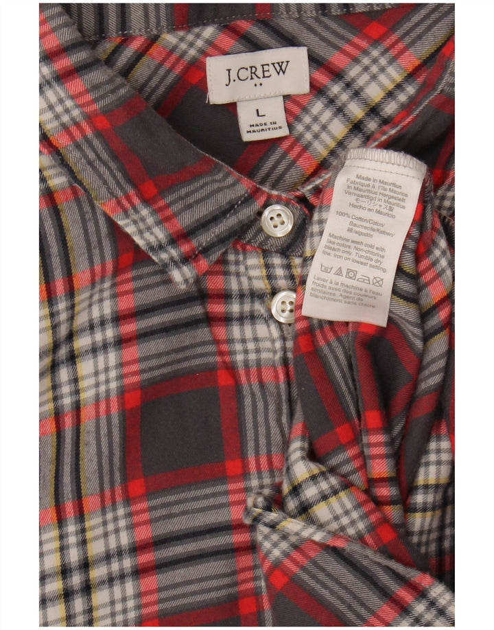 J. CREW Womens Flannel Shirt UK 16 Large Grey Check Cotton