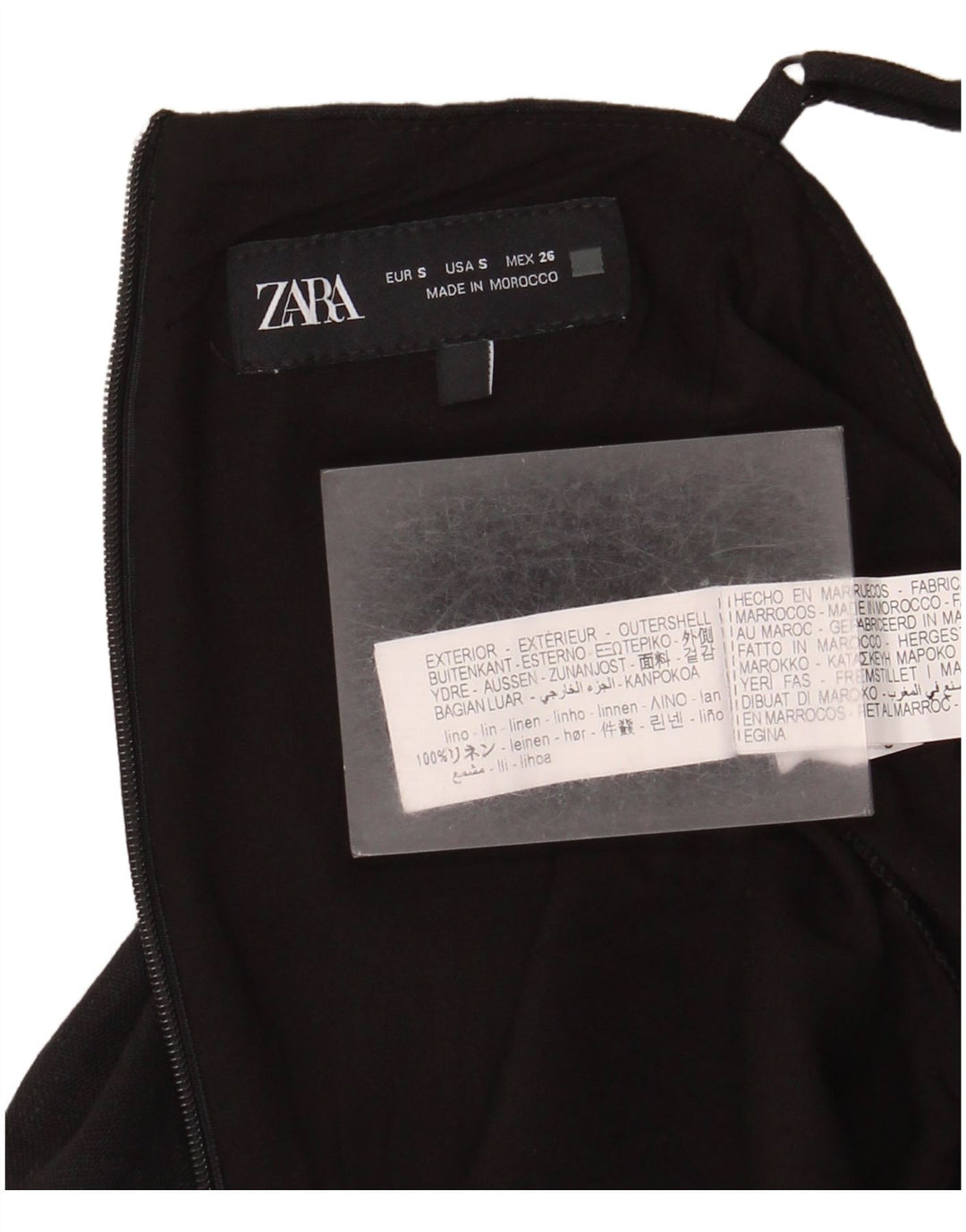 Zara Mujer Mono Corto UK 10 Pequeño Lino Negro
