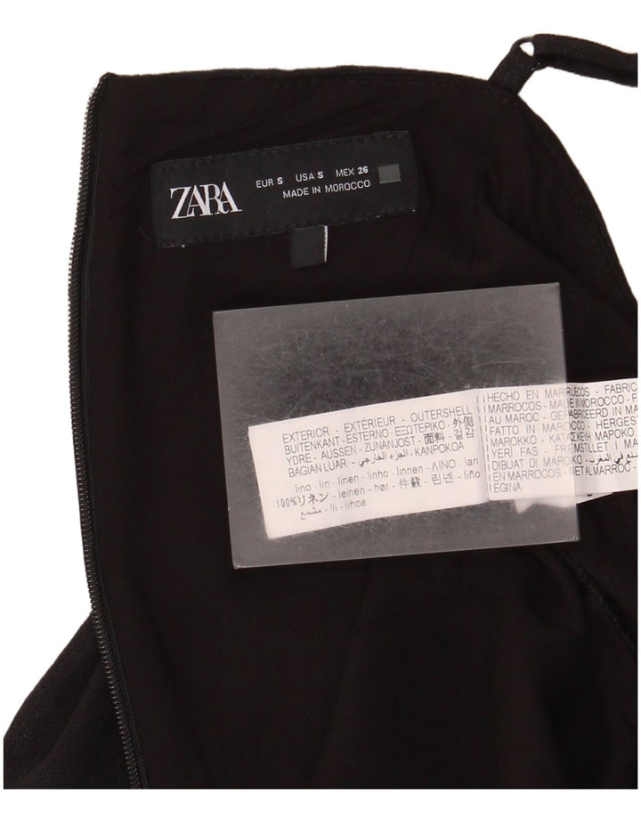 Zara Mujer Mono Corto UK 10 Pequeño Lino Negro
