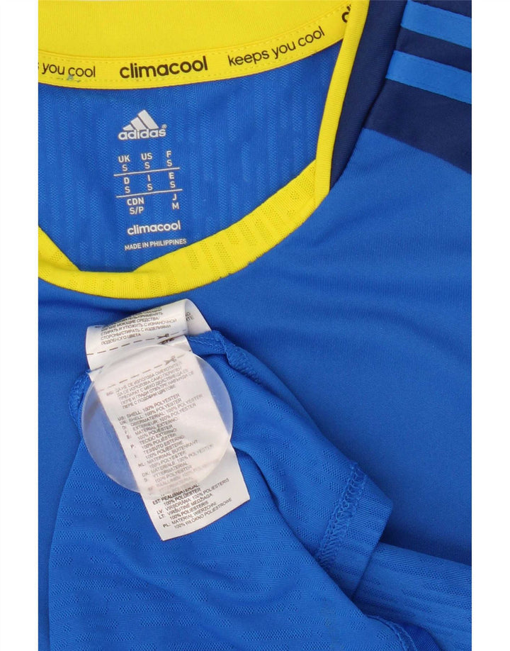 Adidas Hombre Climacool Camiseta Top Pequeño Azul Colorblock Poliéster