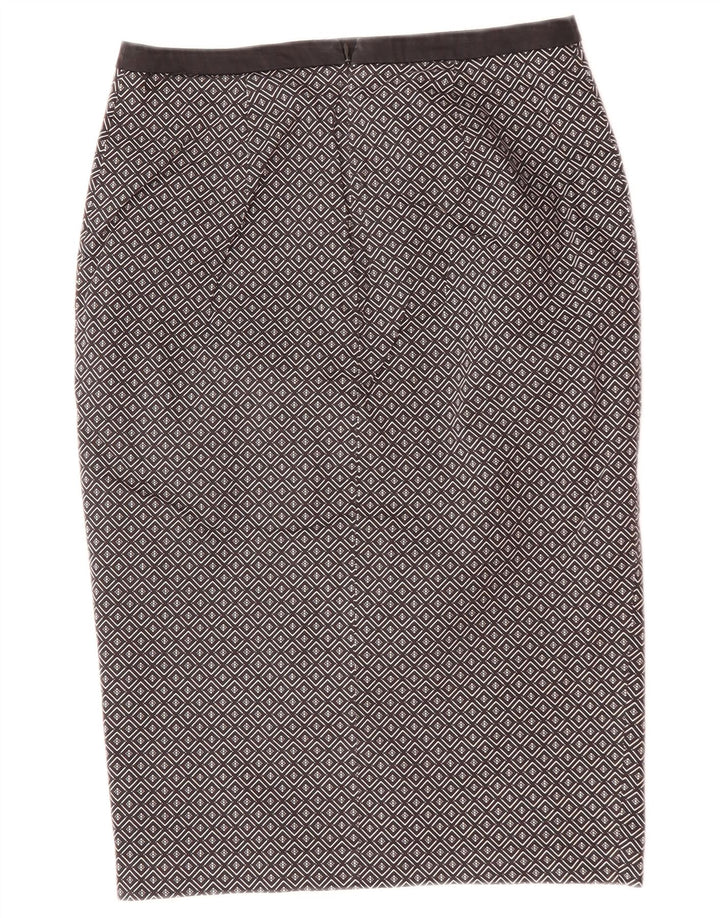 Oasis Falda Midi para Mujer UK 10 Small W29 Negro Geométrico