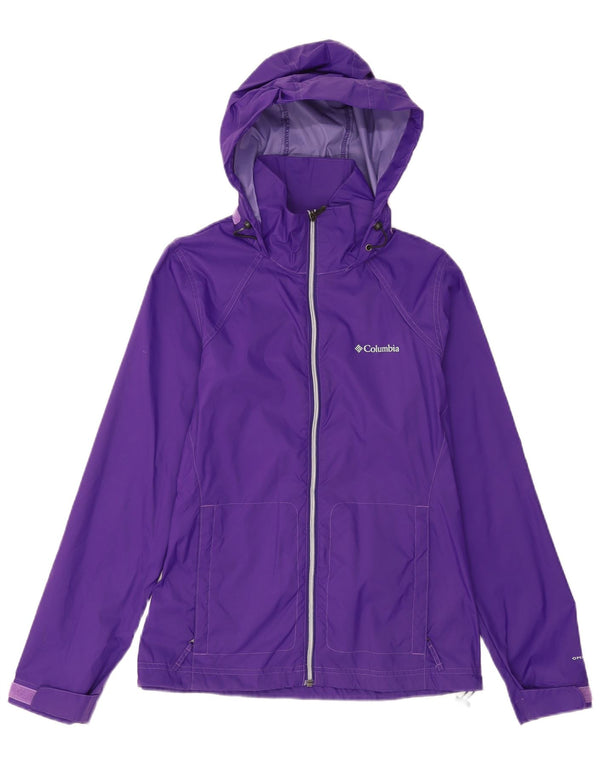 Columbia Chaqueta impermeable con capucha Omni-Shade para mujer UK 40 Small Púrpura Nylon