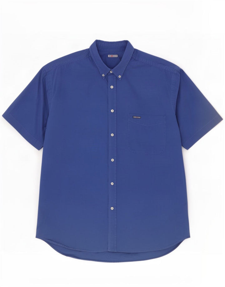Think Pink Camisa de manga corta para hombre 2XL Azul