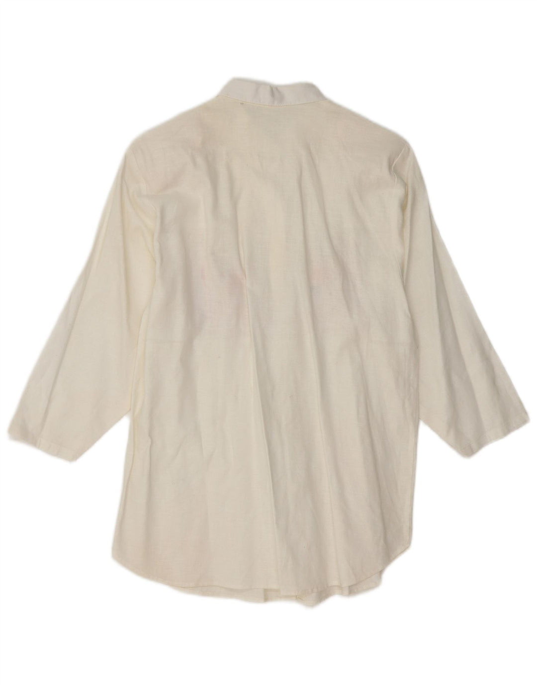 VINTAGE Mujer 3/4 Manga Camisa Blusa Reino Unido 14 Medio Blanco Floral