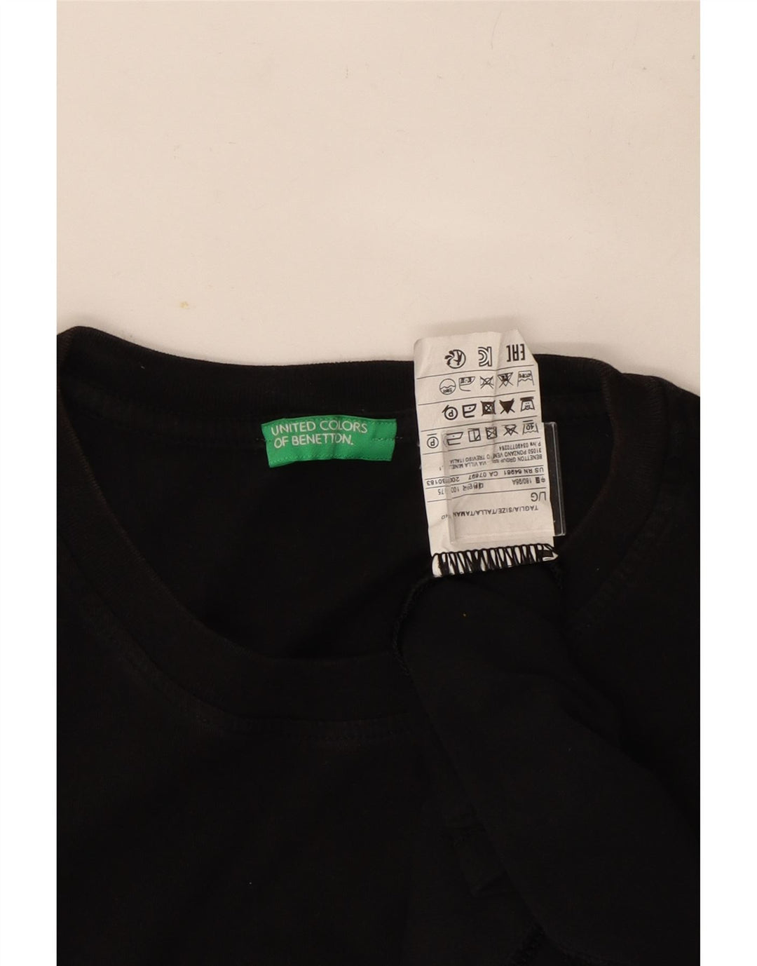 Benetton Camiseta Top Grande Negro Algodón Hombre