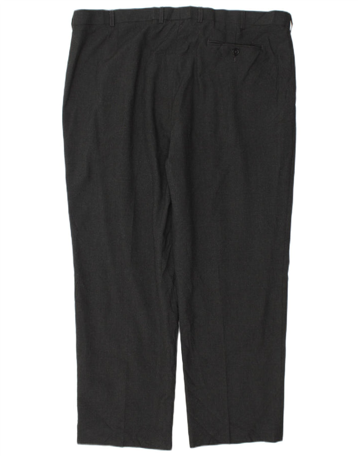Marks & Spencer Pantalón de traje cónico para hombre W42 L29 Poliéster gris